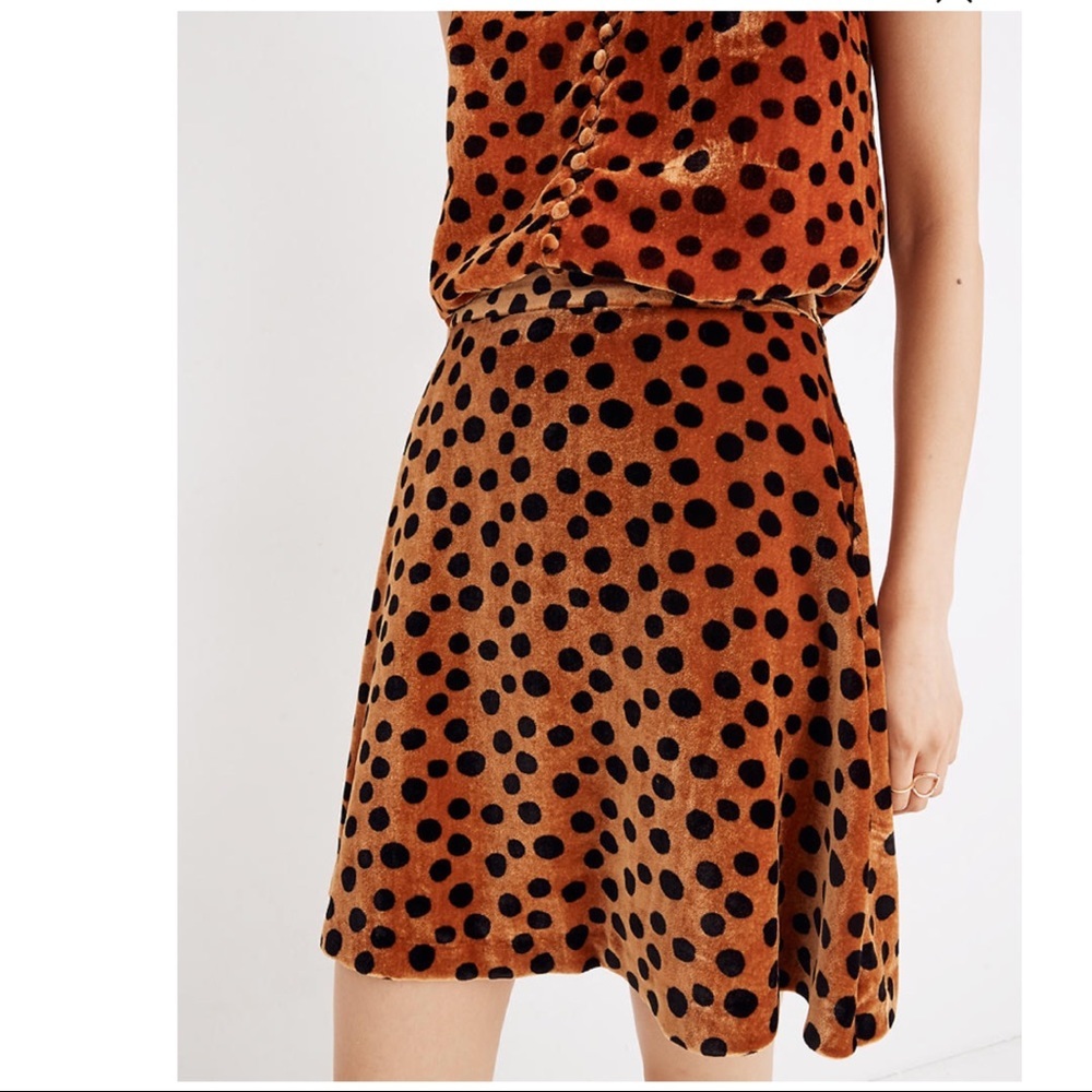 NWT Madewell Velvet Circle Mini Skirt in Leopard Dot - size 6